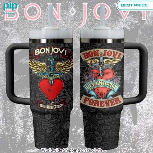 Bon Jovi 40th Anniversary Stanley Tumbler Radiant and glowing Pic dear