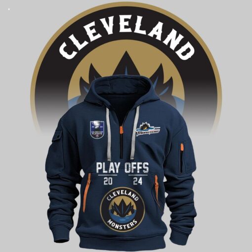 Cleveland Monsters Play Off 2024 Half Zip Hoodie Gang of rockstars