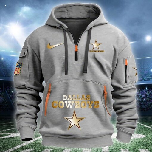 Dallas Cowboys Custom Half Zip Hoodie Studious look