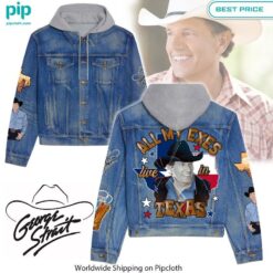 George Strait All My Ex's Live in Texas Hooded Denim jacket Amazing Pic