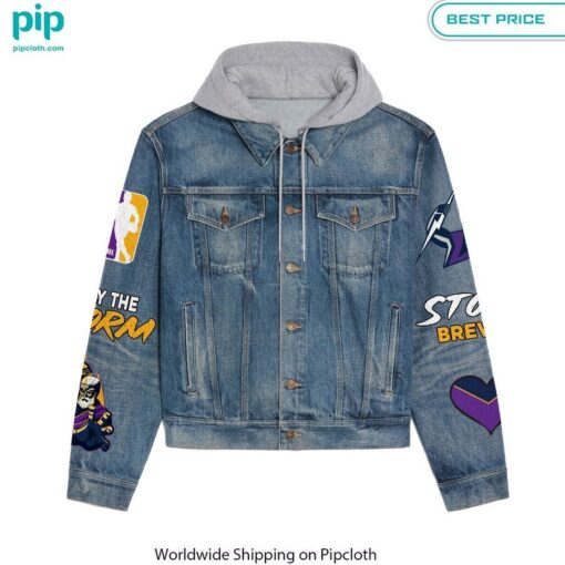 Melbourne Storm Go Storm Hooded Denim jacket Best couple on earth