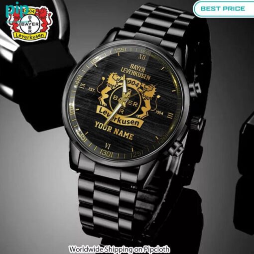 personalized bayer leverkusen black stainless steel watch 3