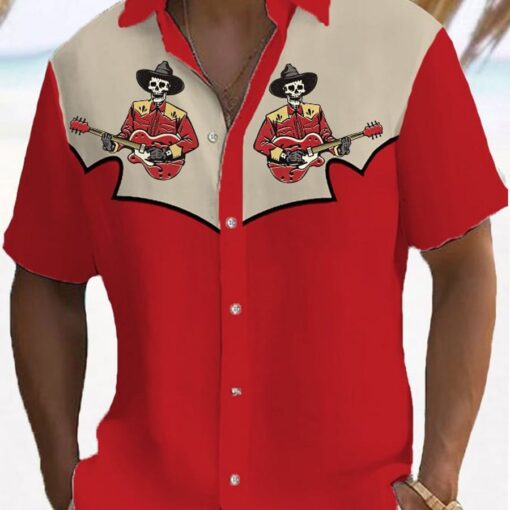 western cowboy song skeleton hawaiian shirt 1