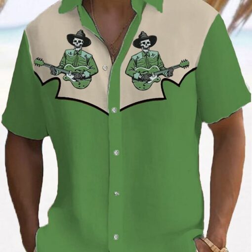 western cowboy song skeleton hawaiian shirt 2