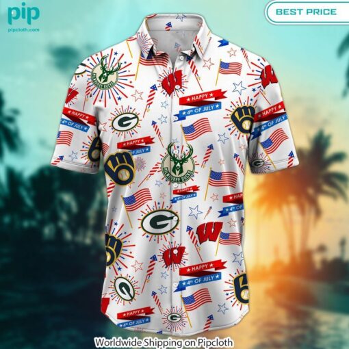 wisconsin sport teams happy 4th of july hawaiian shirt 2