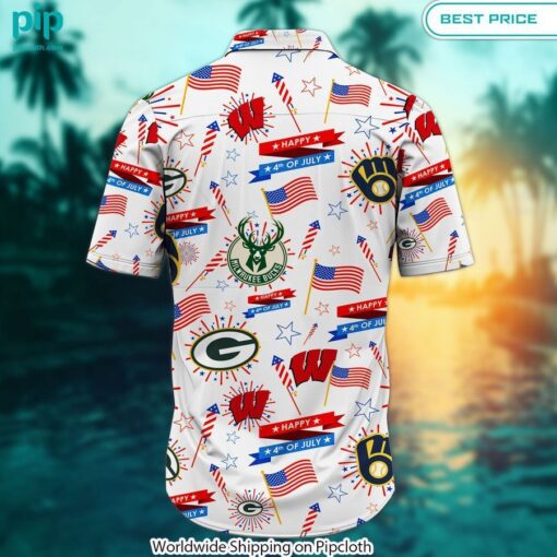 Wisconsin Sport Teams Happy 4Th Of July Hawaiian Shirt Nice elegant click