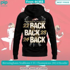 Birmingham Stallions UFL Champions 2024 Hoodie Best click of yours