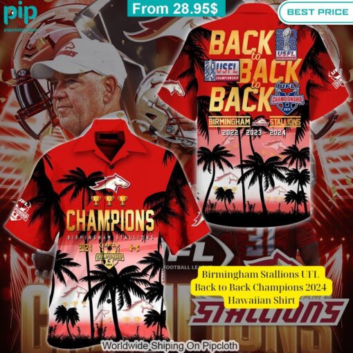 birmingham stallions ufl back to back champions 2024 hawaiian shirt 1