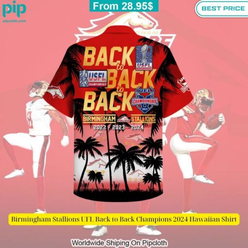 birmingham stallions ufl back to back champions 2024 hawaiian shirt 3