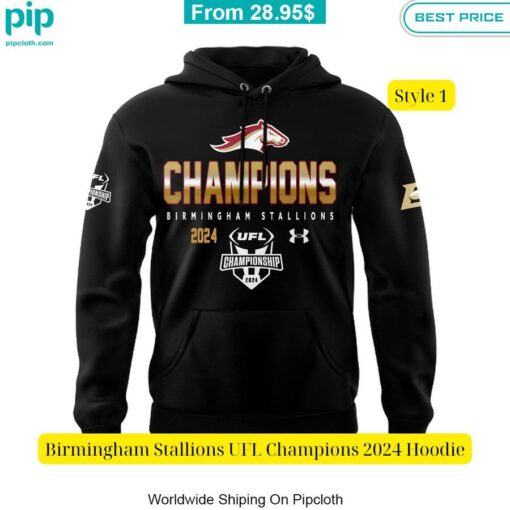 Birmingham Stallions UFL Champions 2024 Hoodie Heroine