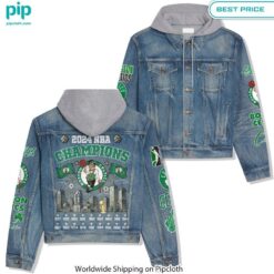 boston celtics finals champions nba 2024 hooded denim jacket 1