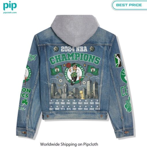 boston celtics finals champions nba 2024 hooded denim jacket 2