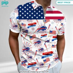 Buffalo Bills Happy 4th of July Independence Day Zip Polo Cutting dash