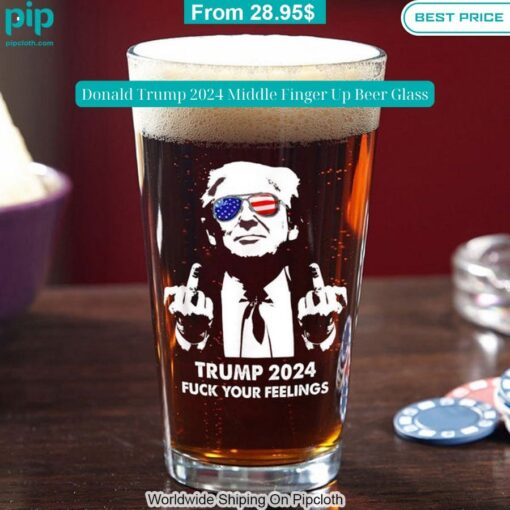 donald trump 2024 middle finger up beer glass 2