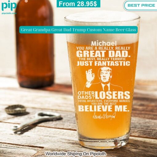 great grandpa great dad trump custom name beer glass 2