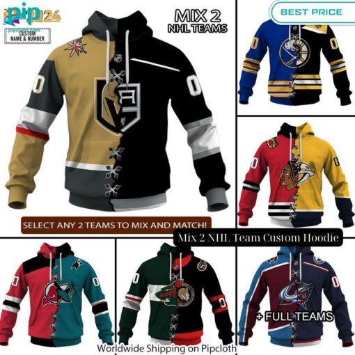 Mix 2 NHL Team Custom Hoodie Stand easy bro