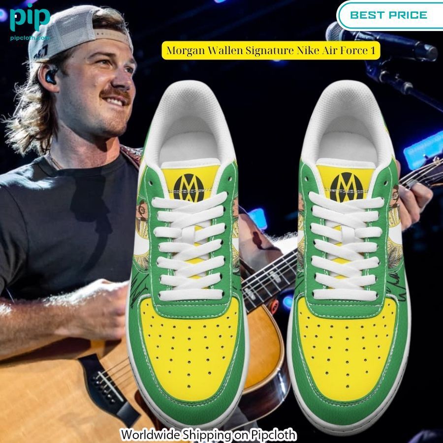 Morgan Wallen Signature Nike Air Force 1 Radiant and glowing Pic dear