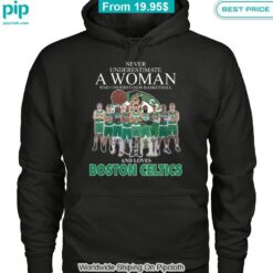 never underestimate a woman loves boston celtics shirt 4