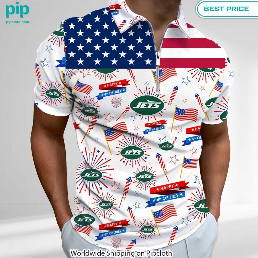 New York Jets Happy 4th of July Independence Day Zip Polo Nice photo dude