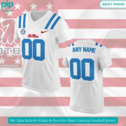 ole miss rebels white powder blue custom football jersey 1