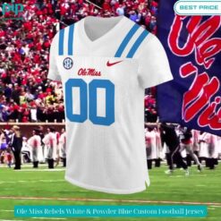 ole miss rebels white powder blue custom football jersey 2