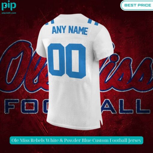 Ole Miss Rebels White & Powder Blue Custom Football Jersey Generous look