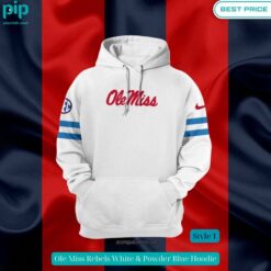 Ole Miss Rebels White & Powder Blue Hoodie Looking so nice