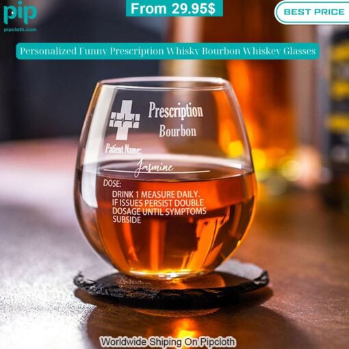 personalized funny prescription patient name whisky bourbon whiskey glasses 1