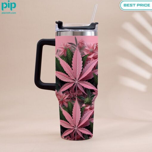 Personalized Pink Stoner Chick Weed Tumbler Best couple on earth