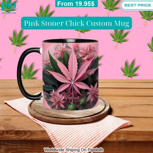 Pink Stoner Chick Custom Mug Lovely smile