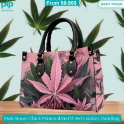 Pink Stoner Chick Personalized Weed Leather Handbag Cutting dash