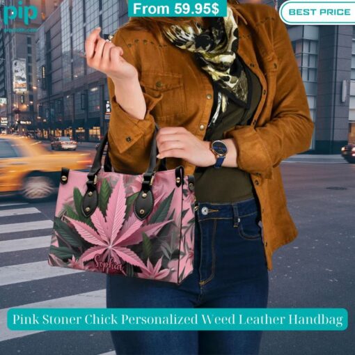 pink stoner chick personalized weed leather handbag 2