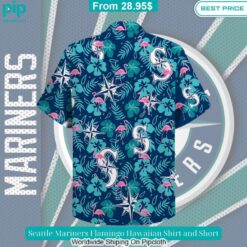 seattle mariners flamingo hawaiian shirt and short 3