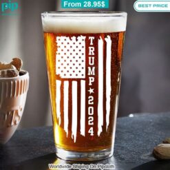 Trump 2024 Fuck your Feeling Beer Glass Two little brothers rocking together