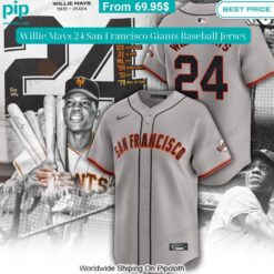 Willie Mays 24 San Francisco Giants Baseball Jersey Nice Pic