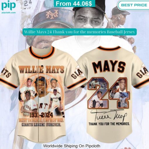 willie mays 24 thank you for the memories baseball jersey 2