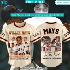 Willie Mays 24 Thank you for the memories Baseball Jersey You look lazy