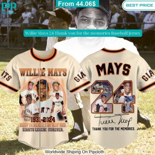 willie mays 24 thank you for the memories baseball jersey 4