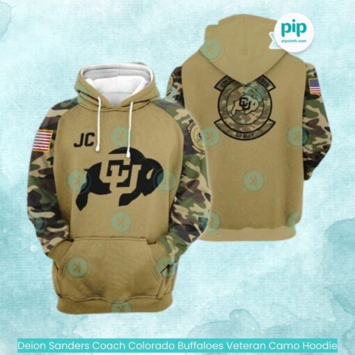 Deion Sanders Coach Colorado Buffaloes Veteran Camo Hoodie trendy