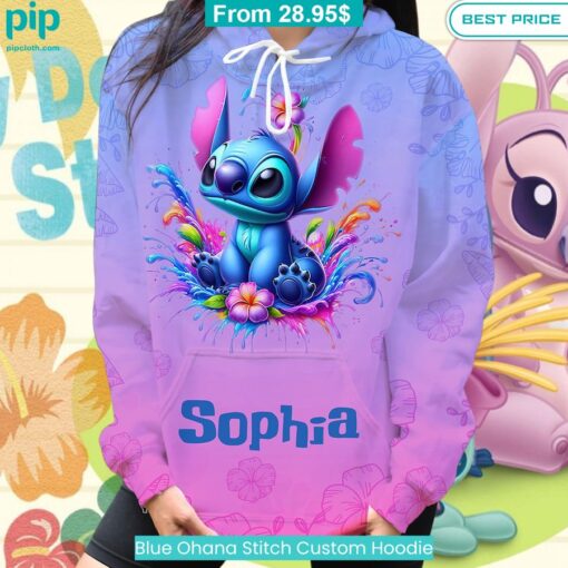 Blue Ohana Stitch Custom Hoodie You look cheerful dear