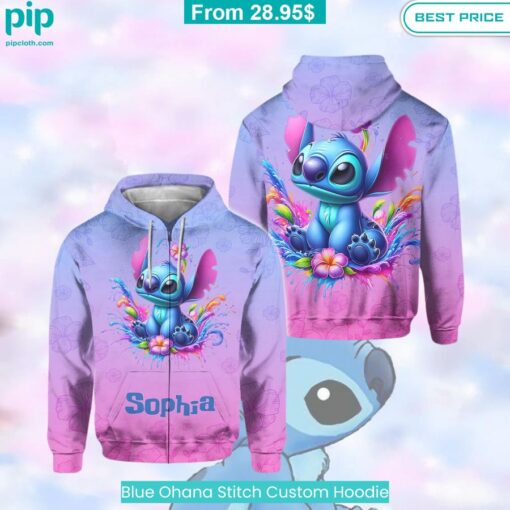 Blue Ohana Stitch Custom Hoodie Coolosm