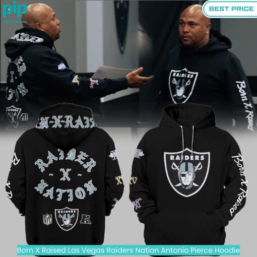 Born X Raised Las Vegas Raiders Nation Antonio Pierce Hoodie fashion