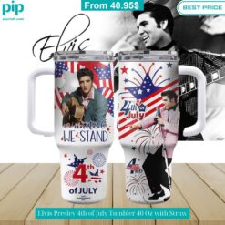 Elvis Presley 4th of July Tumbler 40 Oz with Straw Selfie expert