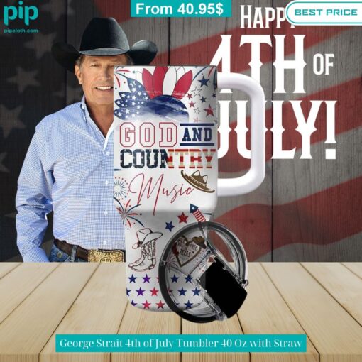 George Strait 4th of July Tumbler 40 Oz with Straw Lovely smile