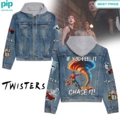 If You Feel It, Chase It Twisters Hooded Denim Jacket Nice photo dude