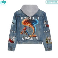 If You Feel It, Chase It Twisters Hooded Denim Jacket fashion