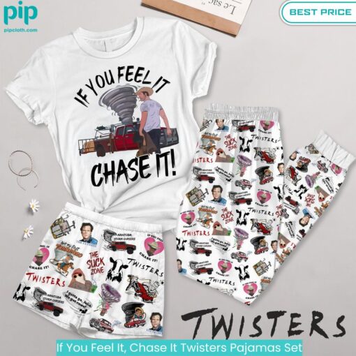 If You Feel It, Chase It Twisters Pajamas Set trendy