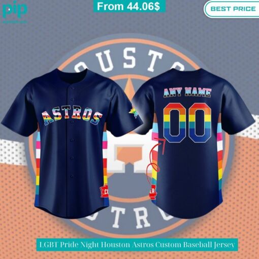 LGBT Pride Night Houston Astros Custom Baseball Jersey Elegant and sober Pic