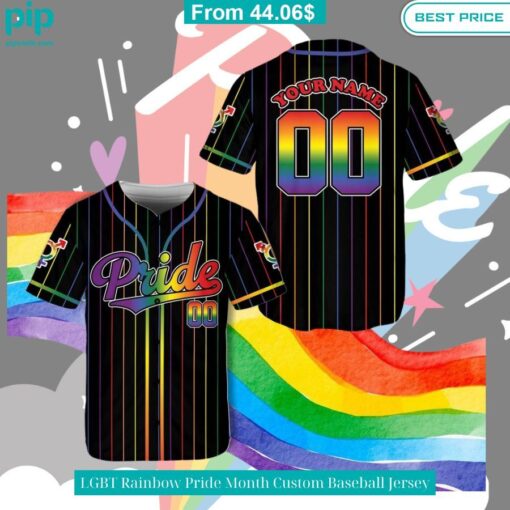 lgbt rainbow pride month custom baseball jersey 3