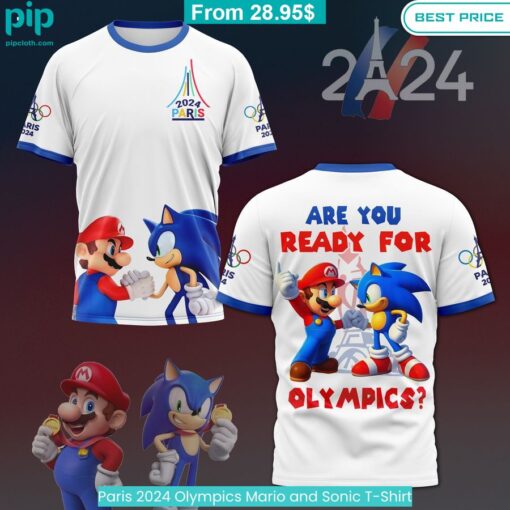 Paris 2024 Olympics Mario and Sonic T Shirt Generous look